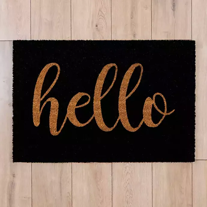 Sale Kirklands Home Black Hello Doormat