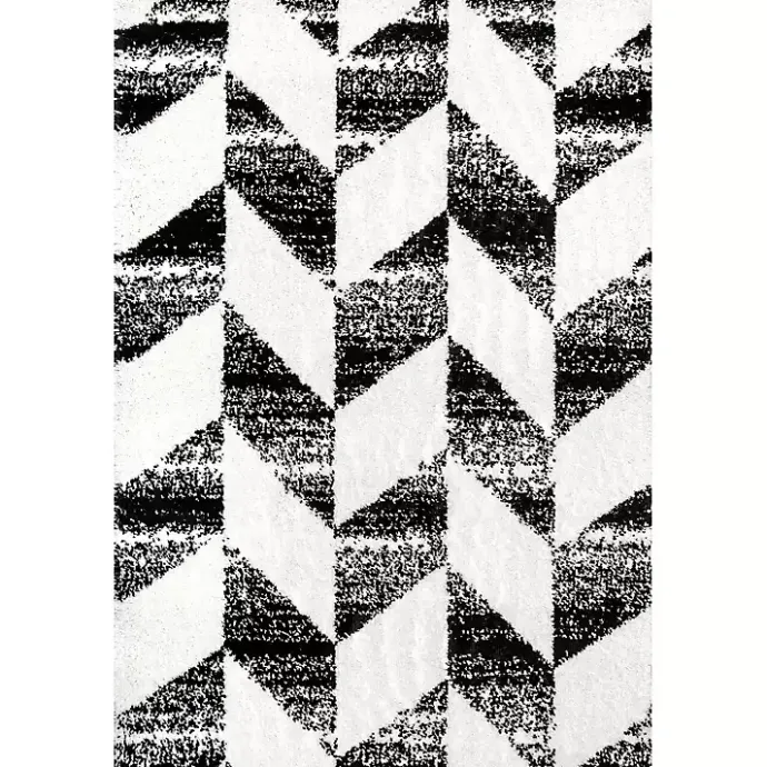Clearance Kirklands Home Black Herringbone Shag Area Rug, 9x12