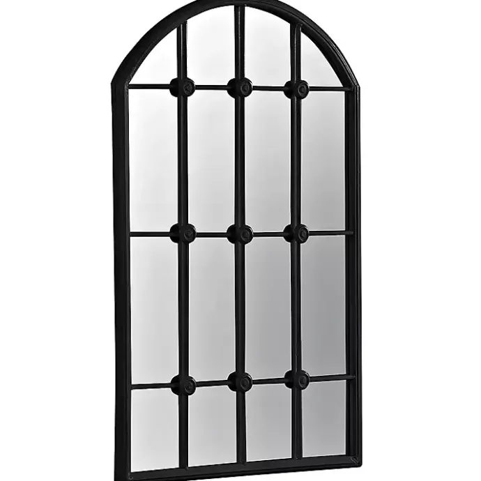 Outlet Kirklands Home Black Iron Arched Windowpane Mirror