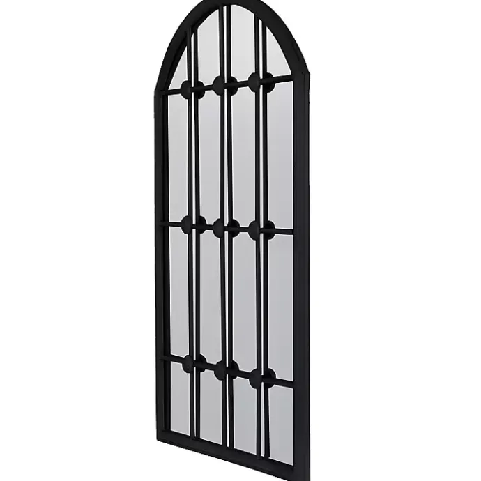 Outlet Kirklands Home Black Iron Arched Windowpane Mirror