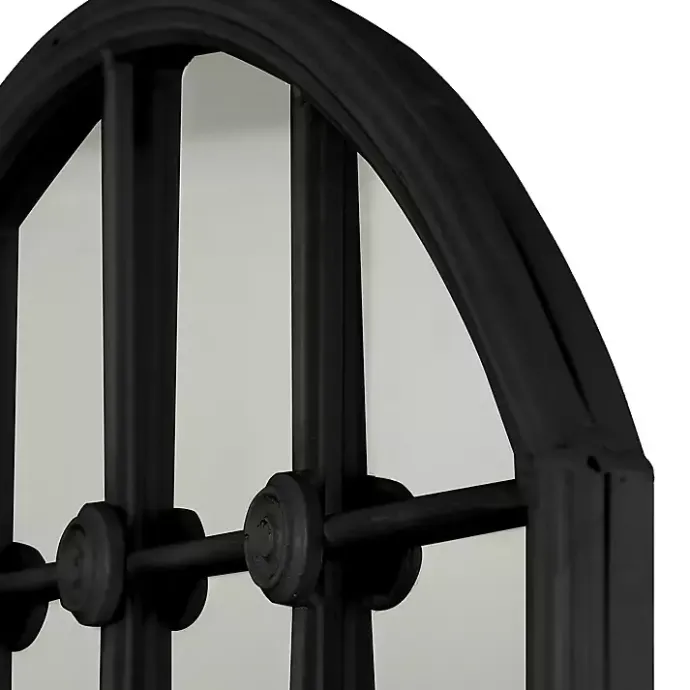 Outlet Kirklands Home Black Iron Arched Windowpane Mirror