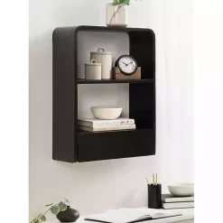 Outlet Kirklands Home Kato Single Drawer Wall Shelf Black