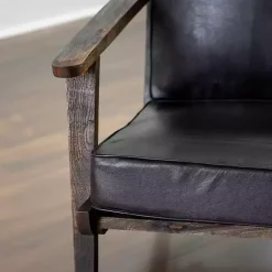 Online Kirklands Home Leather and Wood Accent Chair Black