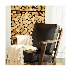 Online Kirklands Home Leather and Wood Accent Chair Black