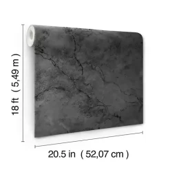 Kirklands Home Marble Peel & Stick Wallpaper Black