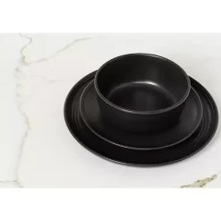 Clearance Kirklands Home Matte Double Line 16-pc. Dinnerware Set Black