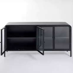 Sale Kirklands Home Metal & Glass 4-Door Bentley Cabinet Black