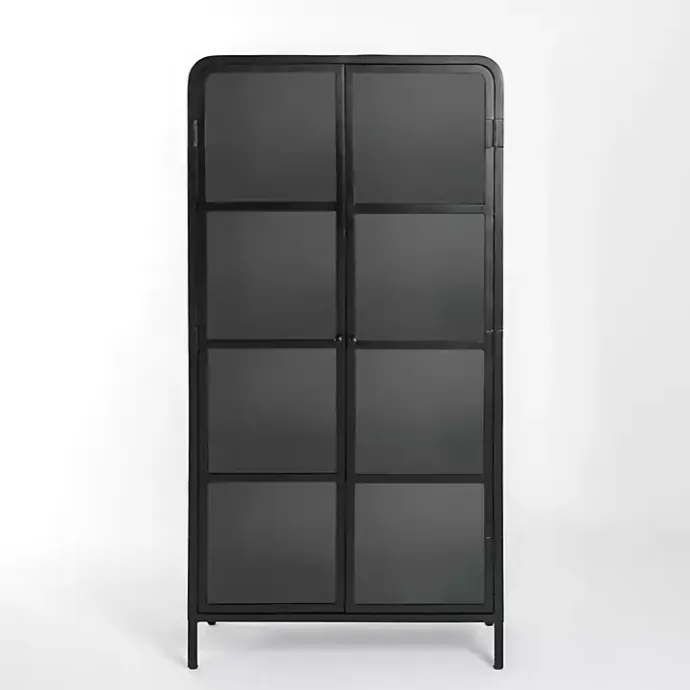 Best Kirklands Home Metal & Glass 2-Door Bentley Cabinet Black