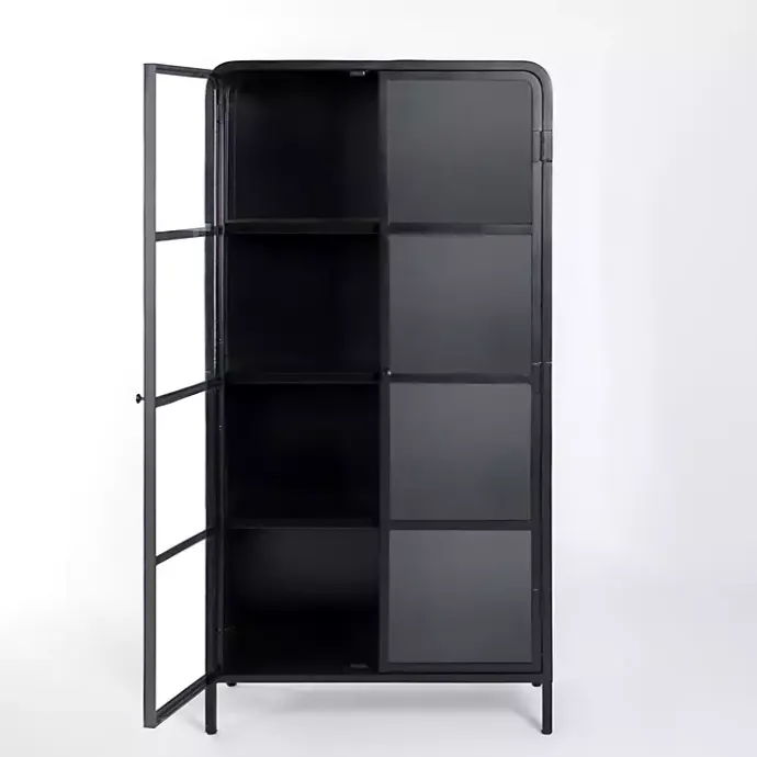 Best Kirklands Home Metal & Glass 2-Door Bentley Cabinet Black