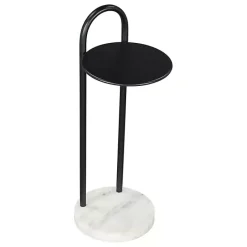 Online Kirklands Home Black Metal & Marble Loop Accent Table White