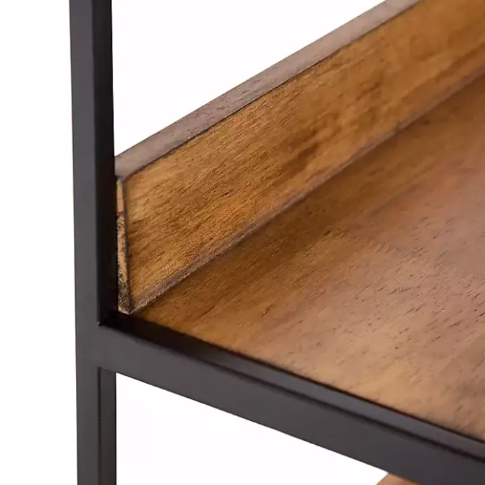 Sale Kirklands Home Black Metal & Rustic Wood Tiered Wall Shelf