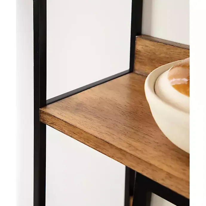 Sale Kirklands Home Black Metal & Rustic Wood Tiered Wall Shelf