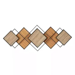 Discount Kirklands Home Black Metal and Bamboo Diamond Wall Plaque