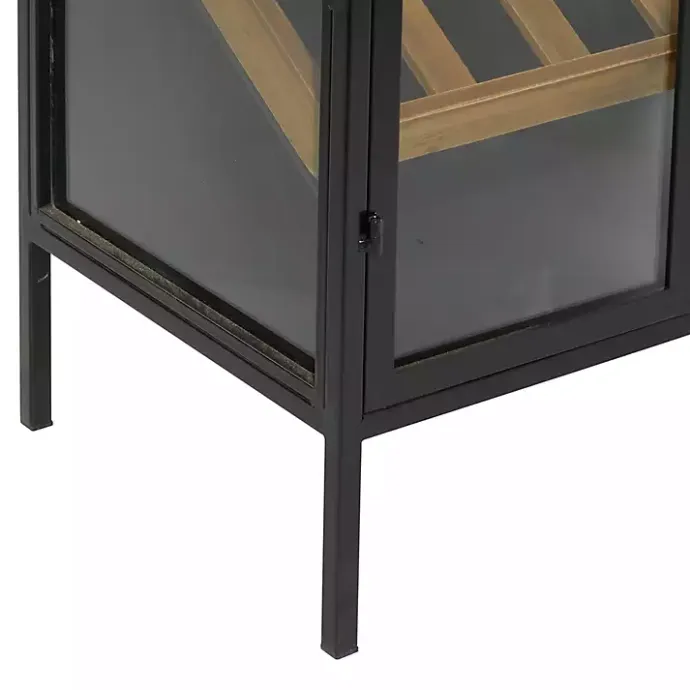 Clearance Kirklands Home Black Metal and Brown Wood Standing Wine Rack