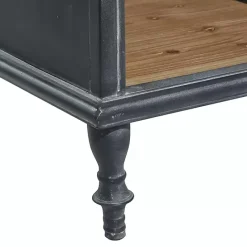 Kirklands Home Black Metal and Brown Wood Storage Cabinet