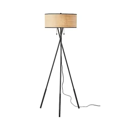 Sale Kirklands Home Black Metal and Rat Tripod Floor Lamp Tan