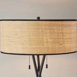 Sale Kirklands Home Black Metal and Rat Tripod Floor Lamp Tan