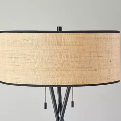 Sale Kirklands Home Black Metal and Rat Tripod Floor Lamp Tan