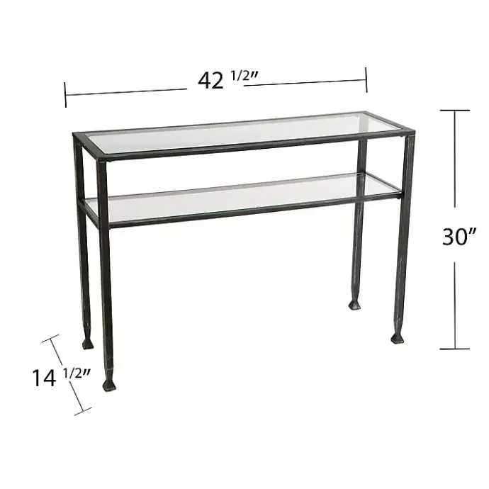Kirklands Home Metal and Tempered Glass Console Table Black