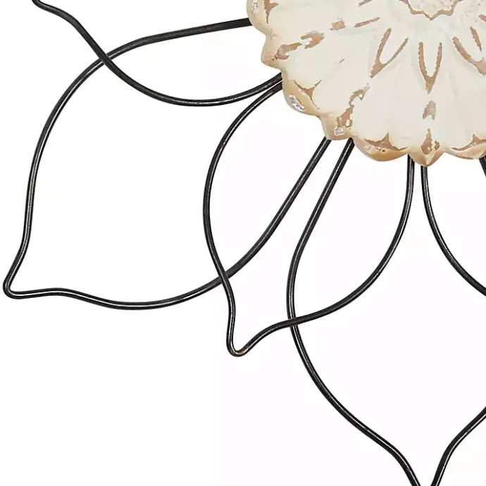 Clearance Kirklands Home Black Metal and Wood Floral Wall Plaques, Set of 2