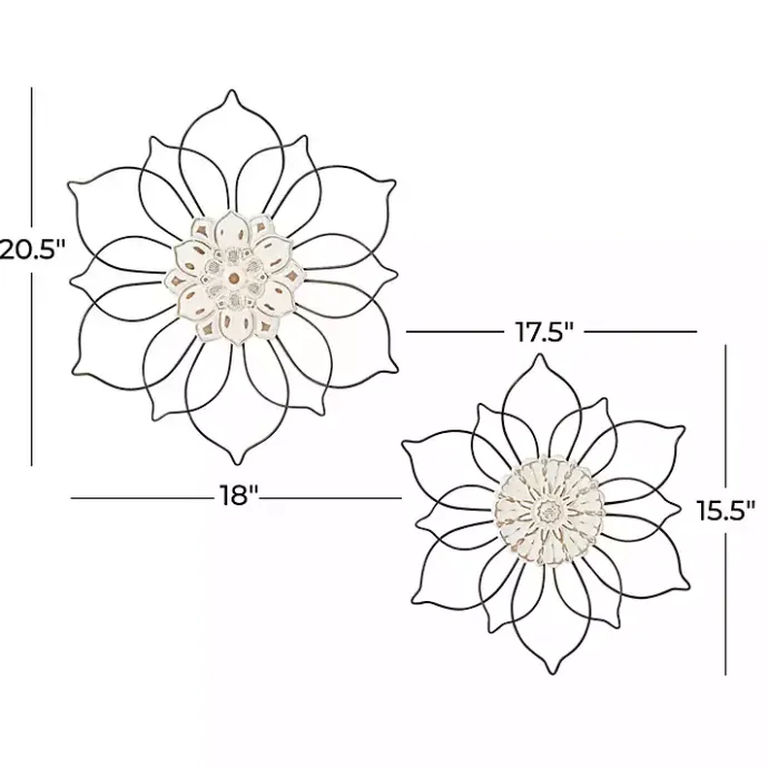 Clearance Kirklands Home Black Metal and Wood Floral Wall Plaques, Set of 2