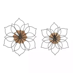 Clearance Kirklands Home Black Metal and Wood Floral Wall Plaques, Set of 2