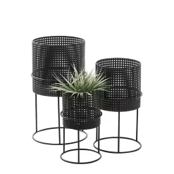 Hot Kirklands Home Metal Basket Weave Planters, Set of 3 Black