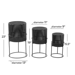 Hot Kirklands Home Metal Basket Weave Planters, Set of 3 Black