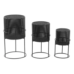 Hot Kirklands Home Metal Basket Weave Planters, Set of 3 Black
