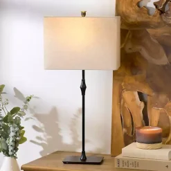 Online Kirklands Home Black Metal Candlestick Table Lamp Tan