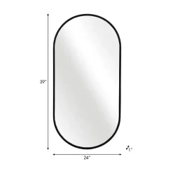 Online Kirklands Home Black Metal Capsule Wall Mirror