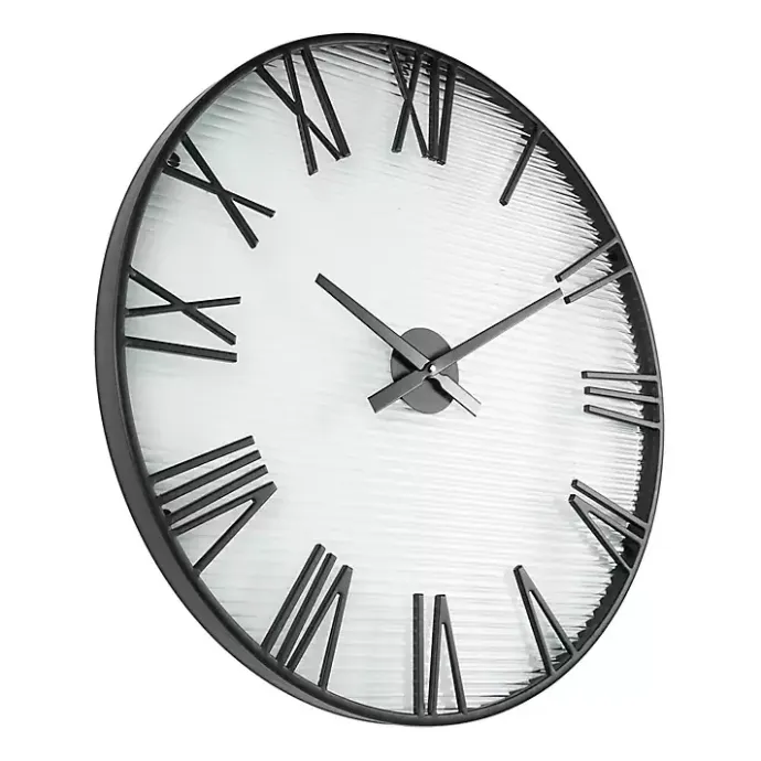 Discount Kirklands Home Black Metal Clear Glass Wall Clock