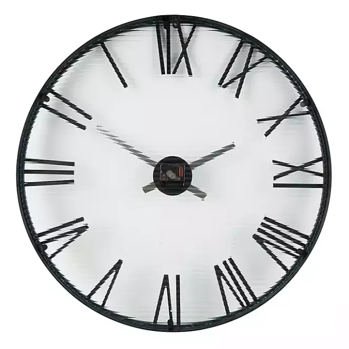 Discount Kirklands Home Black Metal Clear Glass Wall Clock
