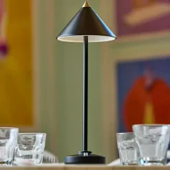 Discount Kirklands Home Metal Cone Shade Cordless Table Lamp Black