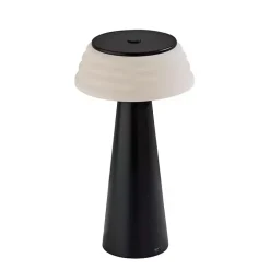 Online Kirklands Home Metal Cordless Lamp with White Ribbed Shade Black