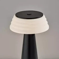 Online Kirklands Home Metal Cordless Lamp with White Ribbed Shade Black
