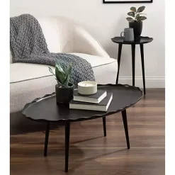 Clearance Kirklands Home Metal Deckled Edge Oval Coffee Table Black