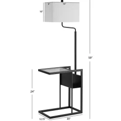 Clearance Kirklands Home Black Metal Floor Lamp with Glass Tabletop White