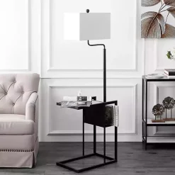 Clearance Kirklands Home Black Metal Floor Lamp with Glass Tabletop White
