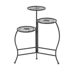 Sale Kirklands Home Metal Floral 3-Tier Plant Stand Black