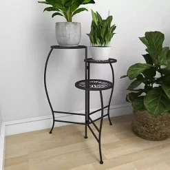 Sale Kirklands Home Metal Floral 3-Tier Plant Stand Black