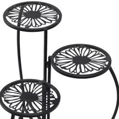 Sale Kirklands Home Metal Floral 3-Tier Plant Stand Black