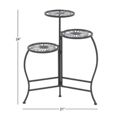 Sale Kirklands Home Metal Floral 3-Tier Plant Stand Black