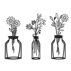 Hot Kirklands Home Metal Floral Vase Wall Plaques, Set of 3 Black