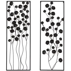 Outlet Kirklands Home Metal Floral Wall Plaques, Set of 2 Black