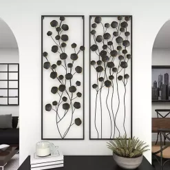 Outlet Kirklands Home Metal Floral Wall Plaques, Set of 2 Black
