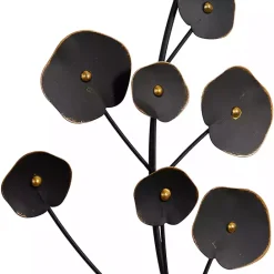 Outlet Kirklands Home Metal Floral Wall Plaques, Set of 2 Black