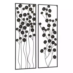 Outlet Kirklands Home Metal Floral Wall Plaques, Set of 2 Black