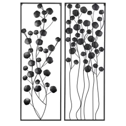 Outlet Kirklands Home Metal Floral Wall Plaques, Set of 2 Black