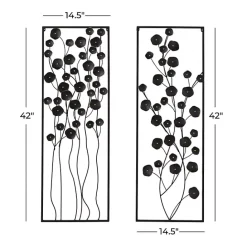 Outlet Kirklands Home Metal Floral Wall Plaques, Set of 2 Black